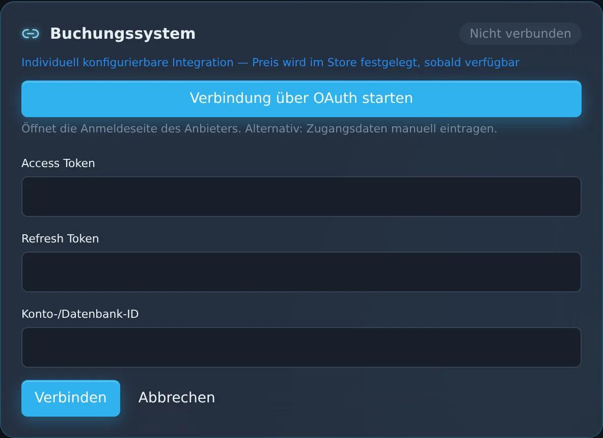 Ansicht der Zentor-App Connector-Verwaltung mit ausgewähltem Provider Cloudbeds