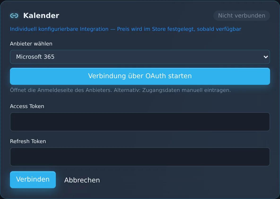 Ansicht der Zentor-App Connector-Verwaltung mit ausgewähltem Provider Microsoft 365
